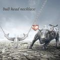 wholesale 925 Sterling Silver Bull Head Pendant Necklace for Women - Heart Charm s-0-5