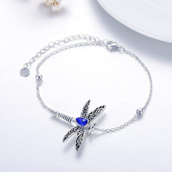 Sterling Silver Zircon Silver Plated Dragonfly Urn Bracelet -1