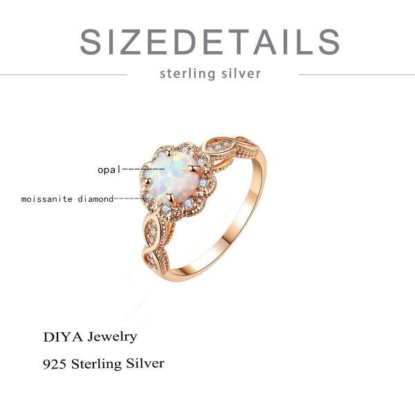 Sterling Silver Opal Rose Gold Plated Engagement Ring-2