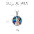 wholesale 925 Sterling Silver Round Abalone Shell Princess Pendant Necklace Christmas Gift for Women-0-4