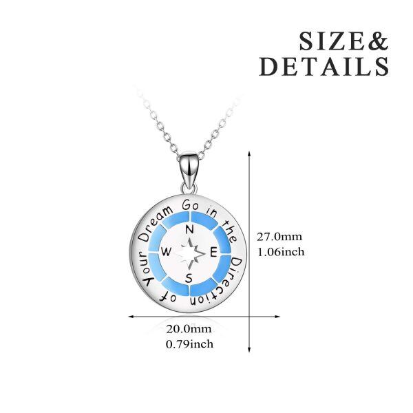 Sterling Silver Silver Plated Go in The Direction of Your Dreams Compass Necklace -1