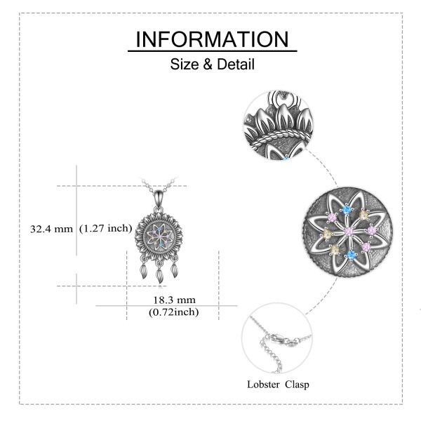 Sterling Silver Zircon Oxidized Dream Catcher Urn Pendent Necklaces-3