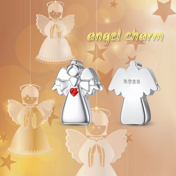 Sterling Silver Zircon Silver Plated Angel Beads Charms-2