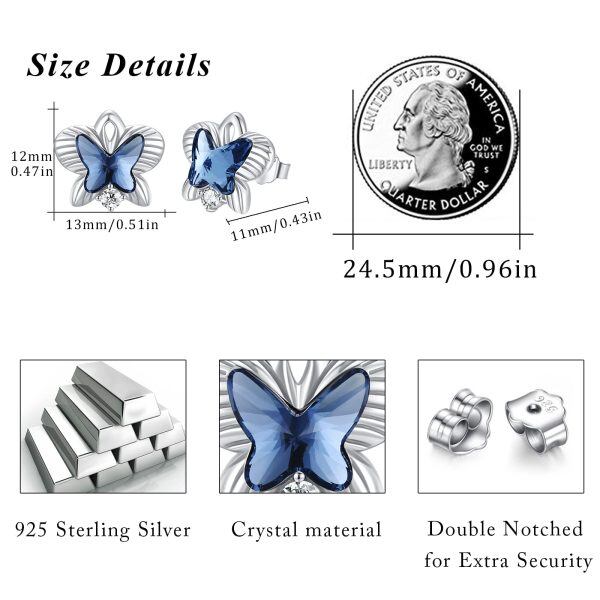 Sterling Silver Crystal Rhodium Plated Butterfly Earrings-2