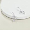 wholesale 925 Sterling Silver Heart with Cross Leverback Dangle Earrings for Women and Girls-0-1
