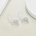 wholesale 925 Sterling Silver Heart with Cross Leverback Dangle Earrings for Women and Girls-0-2