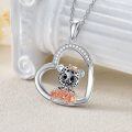 wholesale 925 Sterling Silver Heart-Shaped Pendant Necklace with Leopard and Rose Flower Charm for Women Girls-0-2