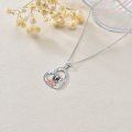 wholesale 925 Sterling Silver Heart-Shaped Pendant Necklace with Leopard and Rose Flower Charm for Women Girls-0-3