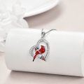 wholesale 925 Sterling Silver Red Cardinal Heart Pendant Necklace for Women - Memorial s-0-2