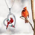 wholesale 925 Sterling Silver Red Cardinal Heart Pendant Necklace for Women - Memorial s-0-4