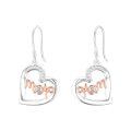 wholesale 925 Sterling Silver Heart-Shaped Mom Drop Earrings - Mother's Day Gift for Her-0-0