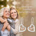 wholesale 925 Sterling Silver Heart-Shaped Mom Drop Earrings - Mother's Day Gift for Her-0-5