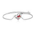 wholesale 925 Sterling Silver Red Cardinal Heart Charm Anklet for Women Girls Mom Daughter Memory Gifts-0-0