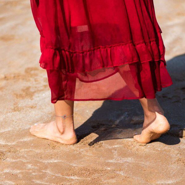 Sterling Silver Zircon Silver Plated Red Cardinal Anklet -1