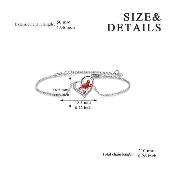 Sterling Silver Zircon Silver Plated Red Cardinal Anklet -2