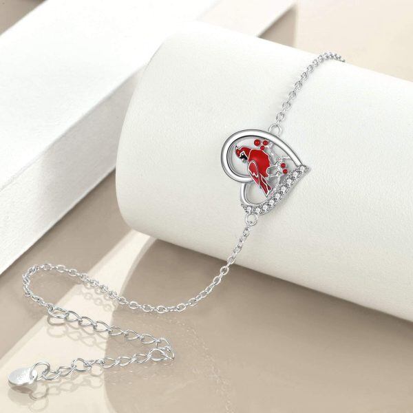 Sterling Silver Zircon Silver Plated Red Cardinal Anklet -3