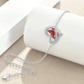 wholesale 925 Sterling Silver Red Cardinal Heart Charm Anklet for Women Girls Mom Daughter Memory Gifts-0-3