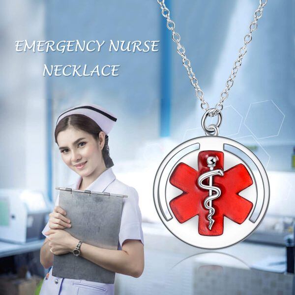 Sterling Silver Silver Plated Emergency Nurse Pendant-2