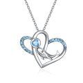 wholesale 925 Sterling Silver Blue Topaz Whale Heart Pendant Necklace for Mom Women's Gift-0-0