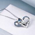 wholesale 925 Sterling Silver Blue Topaz Whale Heart Pendant Necklace for Mom Women's Gift-0-2