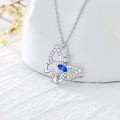 wholesale 925 Sterling Silver Butterfly Blue Crystal Pendant Necklace 40cm Chain s for Women Girls-0-3