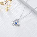 wholesale 925 Sterling Silver Butterfly Blue Crystal Pendant Necklace 40cm Chain s for Women Girls-0-4