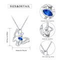 wholesale 925 Sterling Silver Butterfly Blue Crystal Pendant Necklace 40cm Chain s for Women Girls-0-5