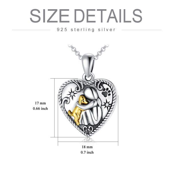 Sterling Silver Zircon Oxidized Dog Locket Pendnet Necklace-4