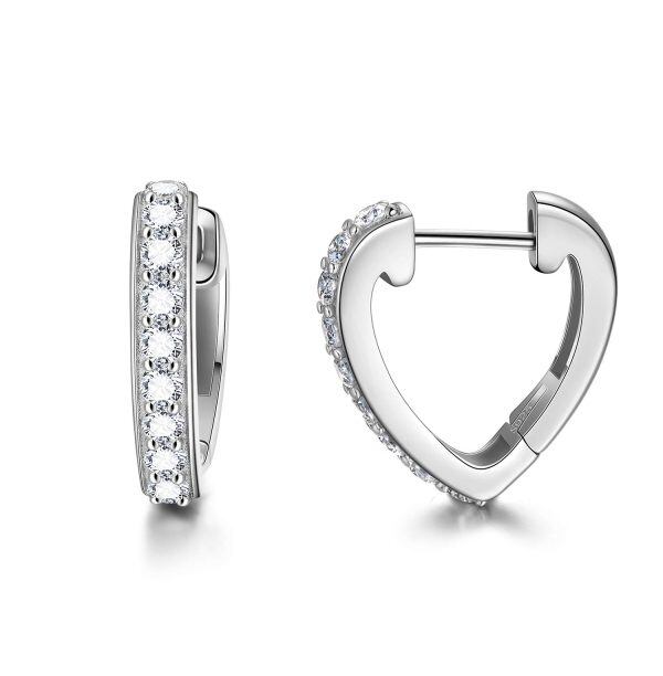 Sterling Silver Zircon Silver Plated Love Heart Cuff Earrings-0