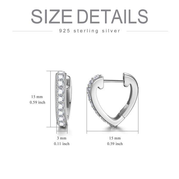 Sterling Silver Zircon Silver Plated Love Heart Cuff Earrings-4