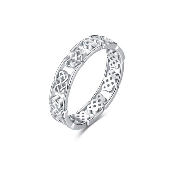 Sterling Silver Silver Plated Celtic Knot Ring-0