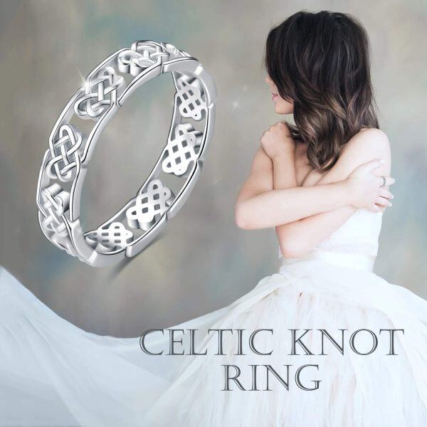 Sterling Silver Silver Plated Celtic Knot Ring-4