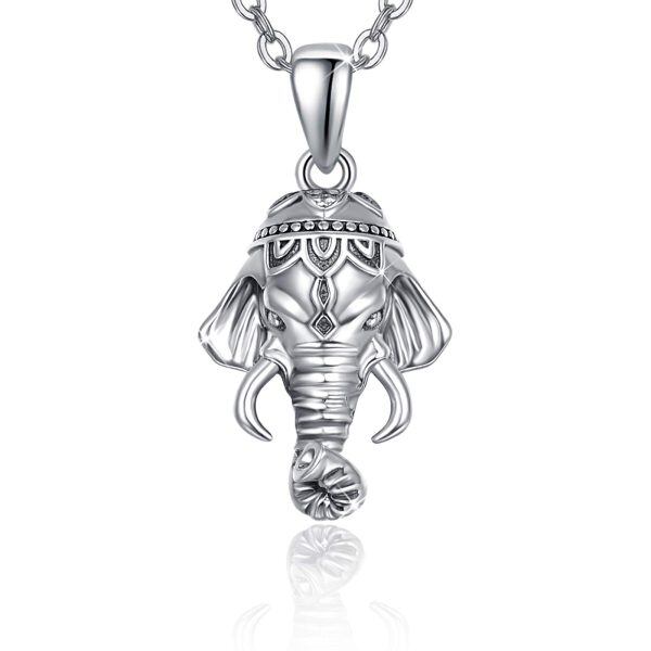 Sterling Silver Silver Plated Animal Elephant Pendant Necklace -0