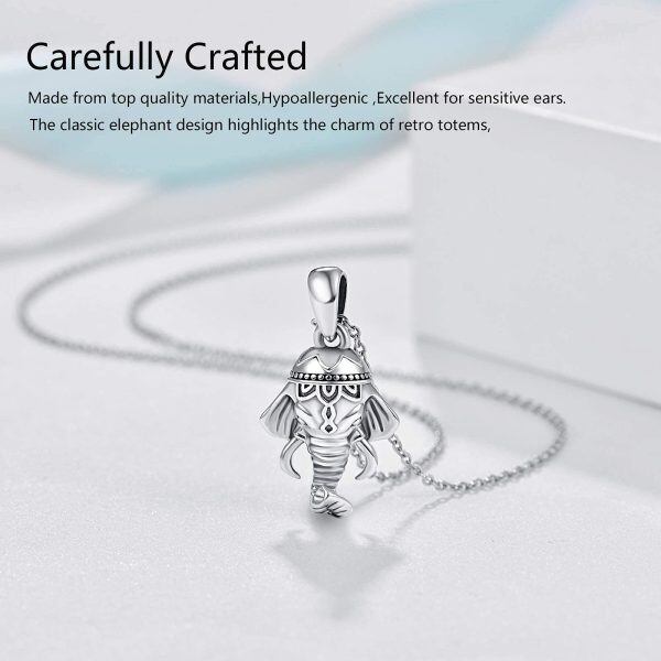 Sterling Silver Silver Plated Animal Elephant Pendant Necklace -1