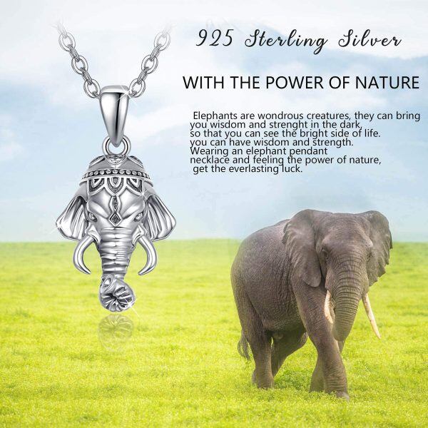 Sterling Silver Silver Plated Animal Elephant Pendant Necklace -4