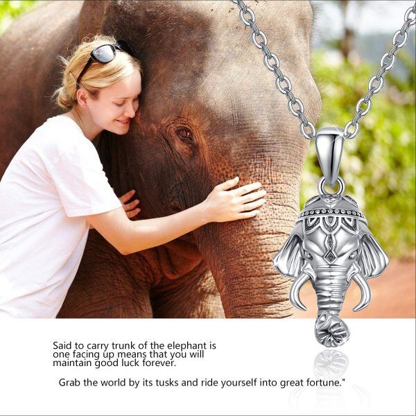 Sterling Silver Silver Plated Animal Elephant Pendant Necklace -5