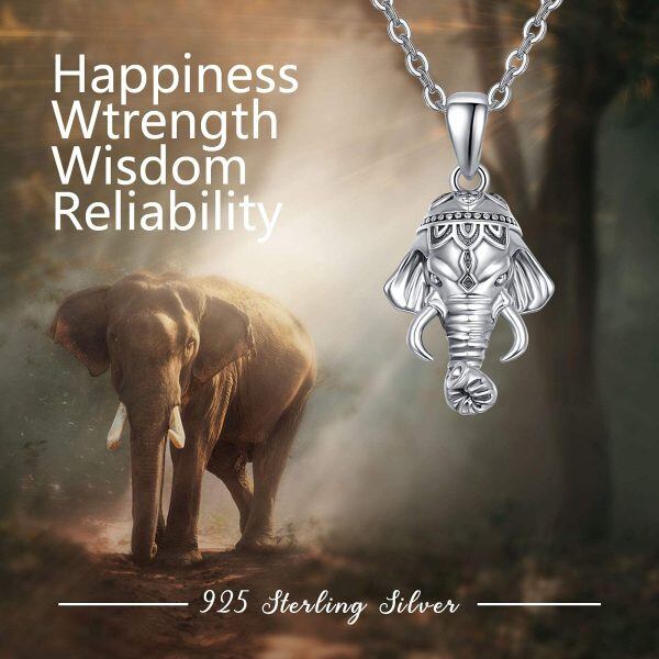 Sterling Silver Silver Plated Animal Elephant Pendant Necklace -6