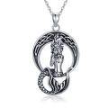 wholesale 925 Sterling Silver Mermaid Pendant with Celtic Knot and Moon Design - Vintage Style Jewelry for Women-0-0