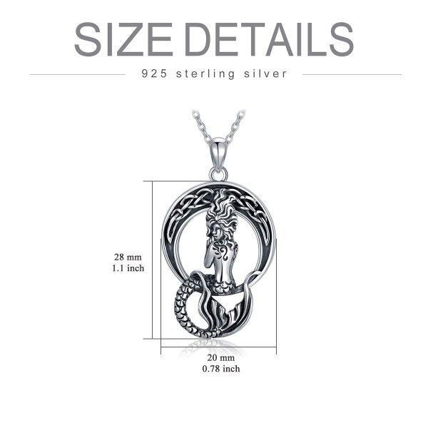 Sterling Silver Oxidized Sea Mermaid Pendent Necklace -3