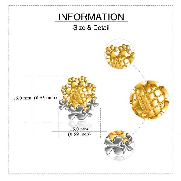 Sterling Silver Two Tone Color Sunflower Stud Earrings -3