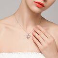 wholesale 925 Sterling Silver Double Heart Pendant with CZ and Rose Gold Plated Hands - Mother's Day Gifts for Mom-0-1
