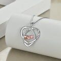 wholesale 925 Sterling Silver Double Heart Pendant with CZ and Rose Gold Plated Hands - Mother's Day Gifts for Mom-0-3