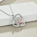 wholesale 925 Sterling Silver Double Heart Pendant with CZ and Rose Gold Plated Hands - Mother's Day Gifts for Mom-0-4