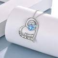 wholesale 925 Sterling Silver Plated Paw Print Necklace with Blue Crystal - Pet Lover s for Women-0-2