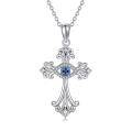 wholesale 925 Sterling Silver Metal Cubic Zirconia Evil Eye Cross Pendant Necklace for Women Gifts-0-0
