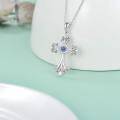 wholesale 925 Sterling Silver Metal Cubic Zirconia Evil Eye Cross Pendant Necklace for Women Gifts-0-2
