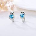 wholesale 925 Sterling Silver Sloth Huggie Earrings w/ Blue Crystal Hearts Gift for Her-0-1