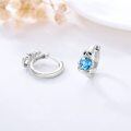 wholesale 925 Sterling Silver Sloth Huggie Earrings w/ Blue Crystal Hearts Gift for Her-0-2