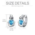 wholesale 925 Sterling Silver Sloth Huggie Earrings w/ Blue Crystal Hearts Gift for Her-0-3
