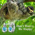 wholesale 925 Sterling Silver Sloth Huggie Earrings w/ Blue Crystal Hearts Gift for Her-0-5